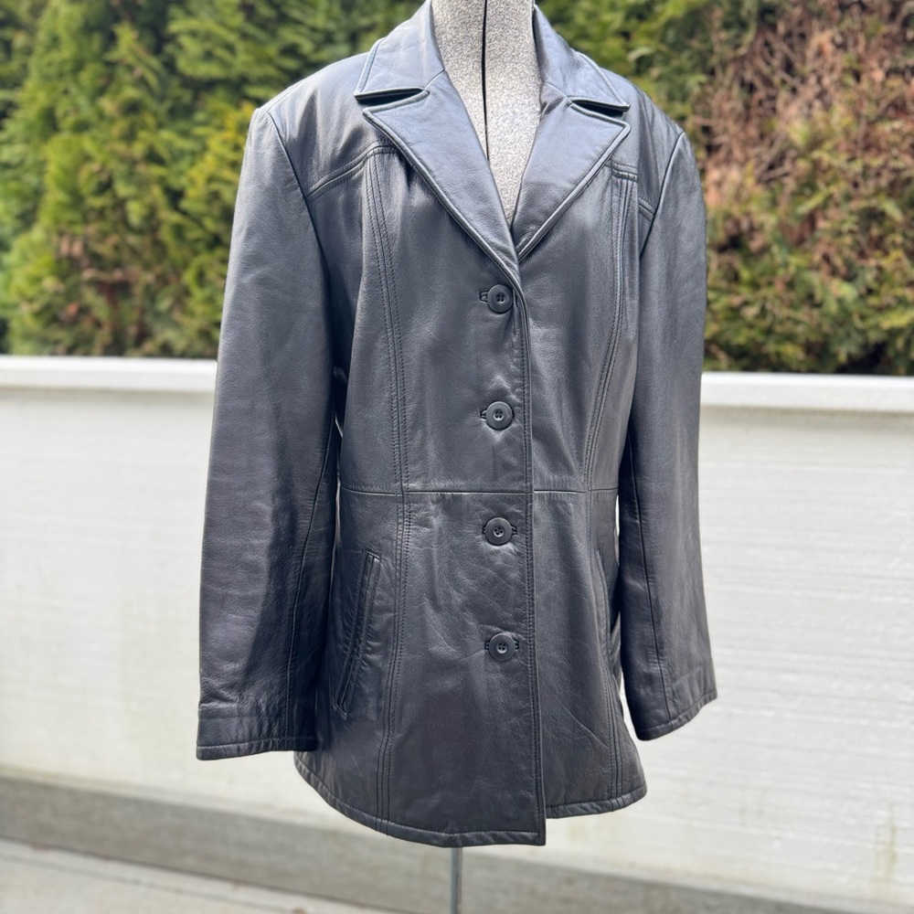 Wilsons Leather Black Mid-Length Leather Coat - Size Large - Flawless